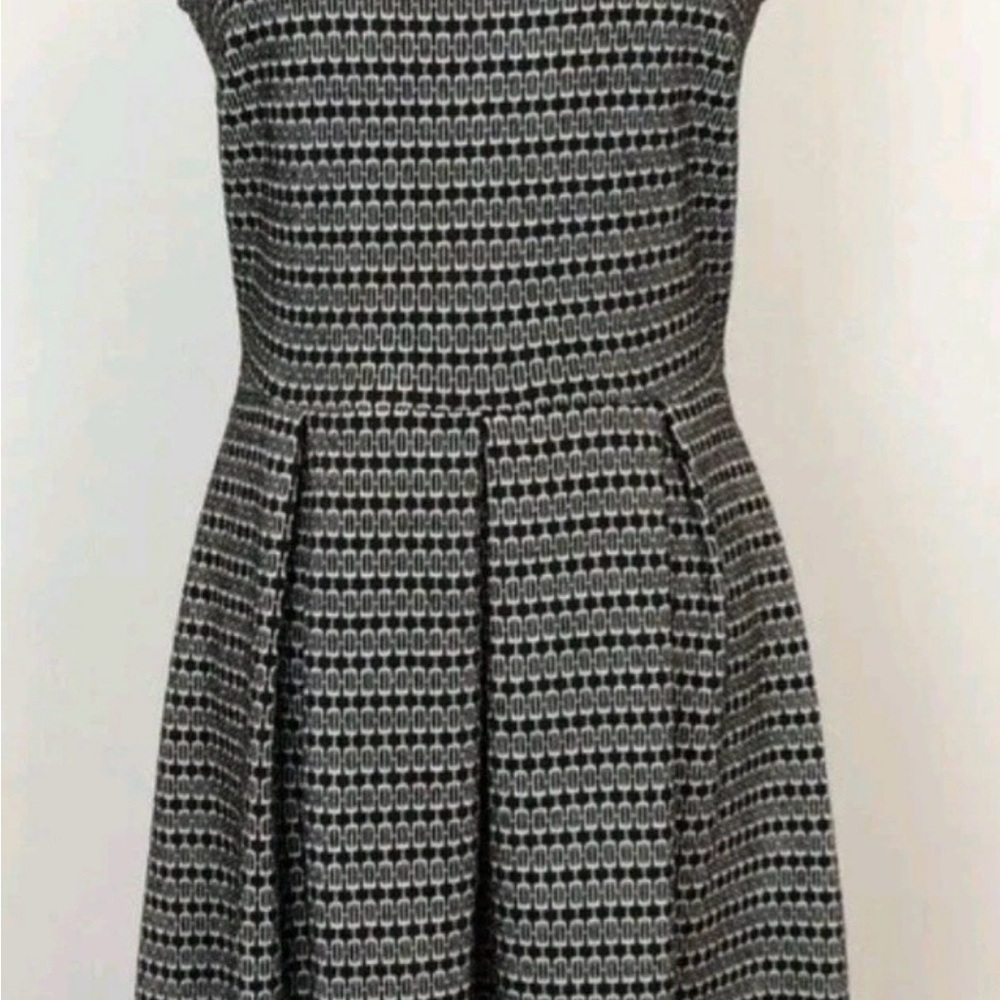 Chic Black and White Patterned Sleeveless Dress